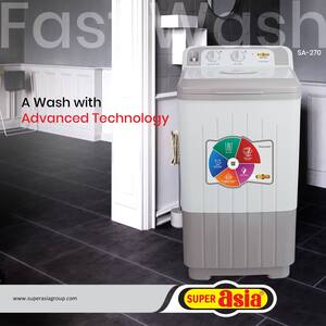 Super Asia Fast Wash(sa-270) - Semi Automatic Washing Machine - 10 Kg - Grey