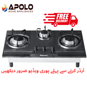 Apolo Manual Stove / Hob - Model 212 - 3 Burner - 100% Pure Stainless Steel Top - Rust Proof - 14 Days Return Warranty